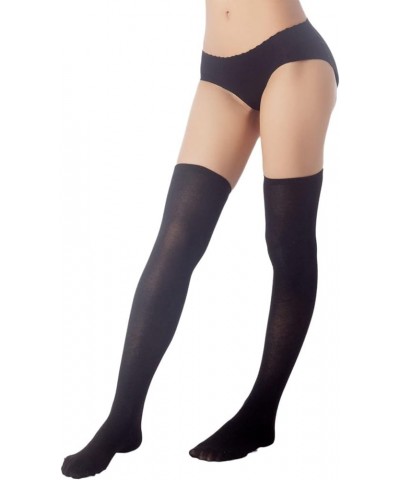 Women's Navy Stripes Sports Football Style Hold-up Thigh High Long Socks Sand Black $8.12 Activewear