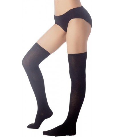 Women's Navy Stripes Sports Football Style Hold-up Thigh High Long Socks Sand Black $8.12 Activewear