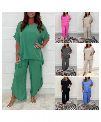 2023 New Sleeve Trouser Set for Women, 2-Piece Sleeved Trouser Suit, Loose Fit Short Sleeve Top Style Fashion Set Rose Red 5X...