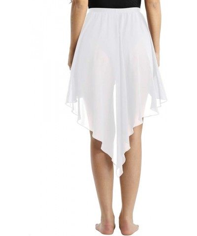 Women's Side-Dip Asymmetrical Chiffon Skirt Sheer Mesh Ballet Dance Dress White $14.30 Skirts