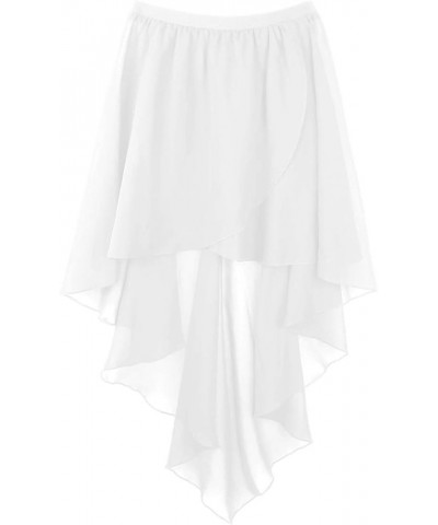 Women's Side-Dip Asymmetrical Chiffon Skirt Sheer Mesh Ballet Dance Dress White $14.30 Skirts