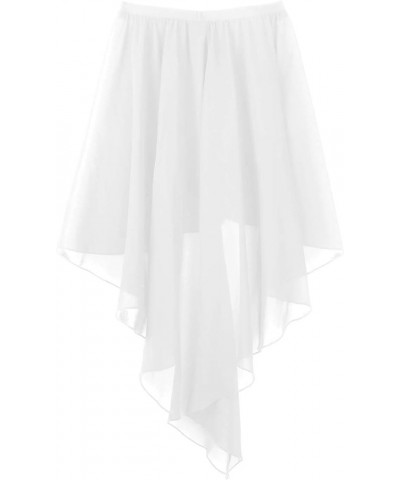 Women's Side-Dip Asymmetrical Chiffon Skirt Sheer Mesh Ballet Dance Dress White $14.30 Skirts