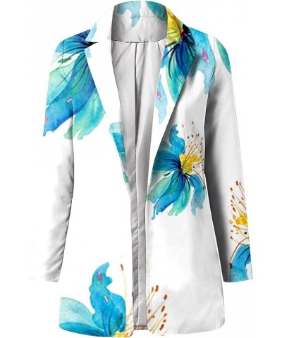 Women's 's Fall Blazers 2023 Casual Fashion Print Lapel Long Sleeve Slim Fit Small Button Jacket Blazers, S-4XL Og10-sky Blue...