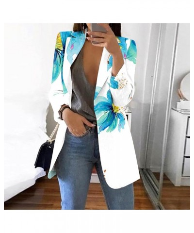 Women's 's Fall Blazers 2023 Casual Fashion Print Lapel Long Sleeve Slim Fit Small Button Jacket Blazers, S-4XL Og10-sky Blue...