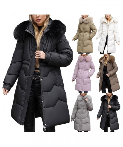 Winter Coats for Women Warm Thicken Fleece Puffer Jacket Plus Size Windproof Parkas Casual Outerwear with Fur Hood 03 Coffee ...