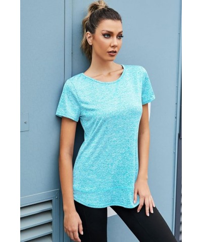 Women's Long Sleeve Workout Shirts Scoop Neck Sports Yoga Running Dry Fit Tops Basic Loose Fit Side Split Activewear Short Sk...