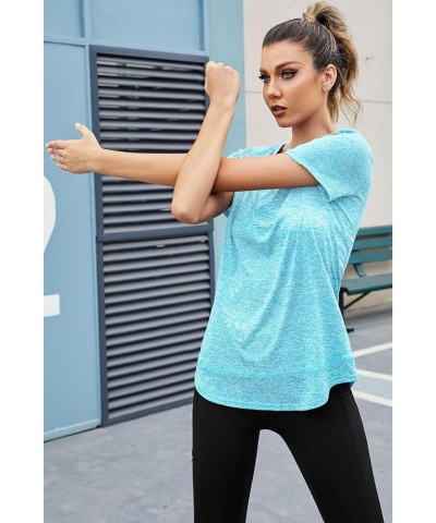 Women's Long Sleeve Workout Shirts Scoop Neck Sports Yoga Running Dry Fit Tops Basic Loose Fit Side Split Activewear Short Sk...