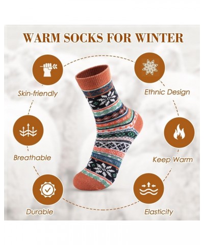 Wool Socks - Wool Socks for Women, Warm Women Socks Winter, Thick Knit Winter Socks Cozy Crew Socks Gifts for Women 5 Pairs D...