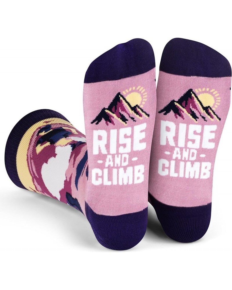 Funny Socks for Outdoor Activities Lovers and More - Novelty Gifts for Men, Women, and Teens Rise and Climb (Purple) $9.69 Ac...