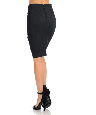 Women's High Waisted Stretchy Slit Bodycon Pencil Skirt Charcoal Gray $12.50 Skirts