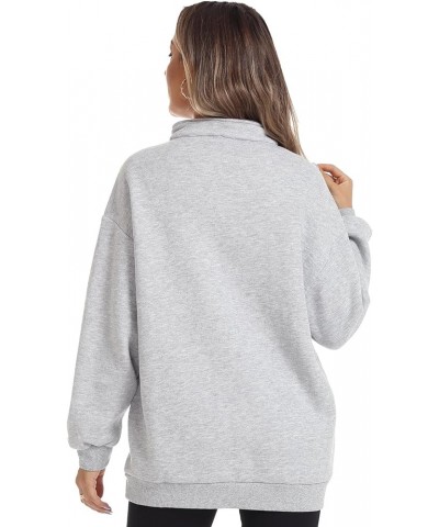 Womens Half Zip Pullover Sweatshirts Lapel Long Sleeve Drop Shoulder Hoodie Loose Quarter Zip Teen Girls Sports Tops A-grey $...