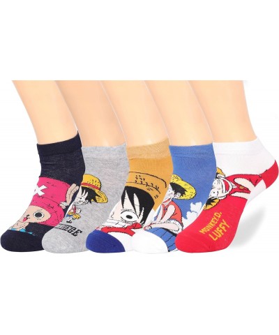 Anime One Piece Luffy Ankle Socks 5 Pairs No Show Socks Low Cut Socks For Men Women $11.52 Activewear