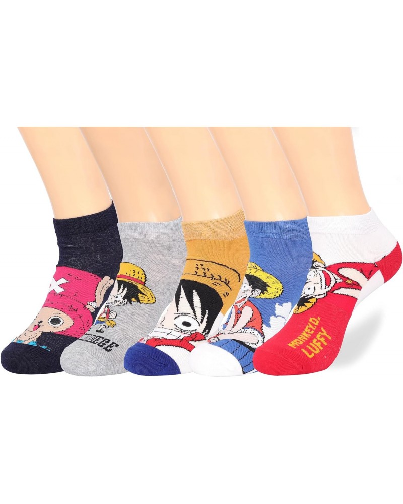 Anime One Piece Luffy Ankle Socks 5 Pairs No Show Socks Low Cut Socks For Men Women $11.52 Activewear