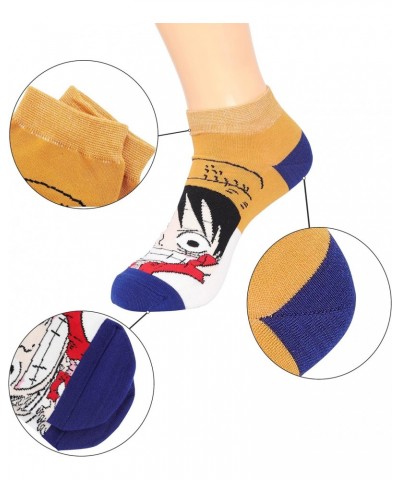 Anime One Piece Luffy Ankle Socks 5 Pairs No Show Socks Low Cut Socks For Men Women $11.52 Activewear