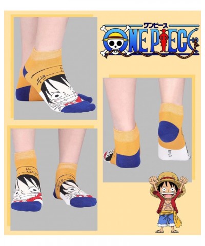 Anime One Piece Luffy Ankle Socks 5 Pairs No Show Socks Low Cut Socks For Men Women $11.52 Activewear