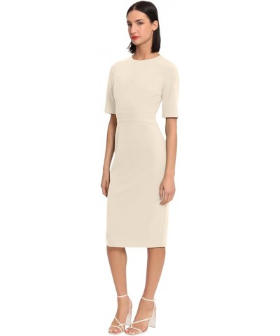 Women's Curved Waist Seam Crepe Workwear Dress Career Office Desk to Dinner Event Occasion Guest of Horn $16.68 Dresses