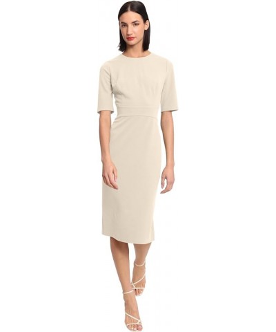 Women's Curved Waist Seam Crepe Workwear Dress Career Office Desk to Dinner Event Occasion Guest of Horn $16.68 Dresses