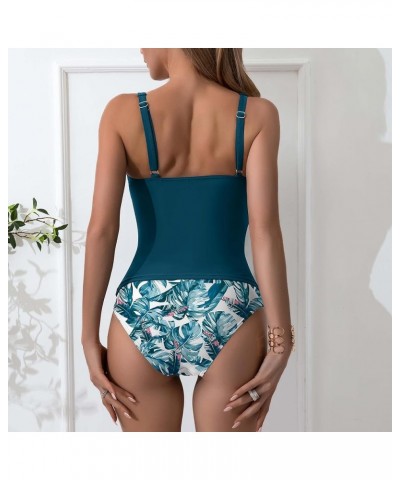 Two Piece Tankini Swimsuit for Women Tummy Control Bathing Suits Ruched Slimming Swimwear with Bottom Peacock Blue $22.00 Swi...