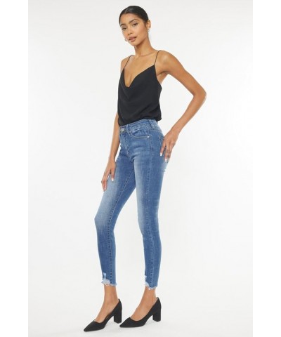 Kan Can Women's Mid Rise Destroyed Skinny Jeans Kc7274m $36.78 Jeans