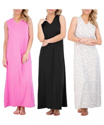 3 Pack: Women's Soft Tank Nightgown Sleeveless Nightshirt Sleep Dress (Available In Plus Size) Tank Nightshirt Set 2 $23.36 S...