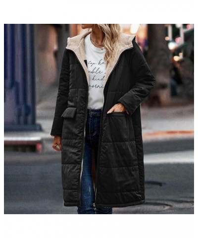 Womens Winter Thicken Military Parka Jacket Warm Teddy Fleece Cotton Coat Full Zip Quilted Jackets Anoraks Outerwear B01_blac...