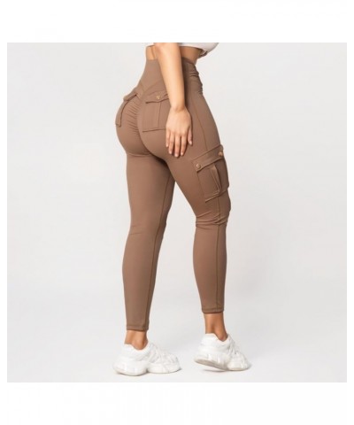 Leggings for Women Women's Yoga Pants Running Athletic Workout Pants Plush Tights Stretch High Waist Tummy Control E-khaki $8...