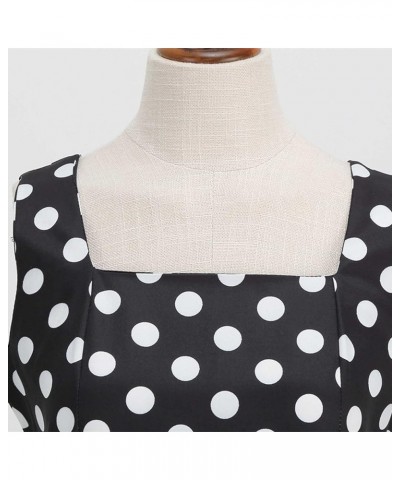 1950's Vintage Dress for Women Sleeveless Square Neck Midi A-Line Dresses Polka Dot Retro Swing Party Cocktail Dress Black $7...