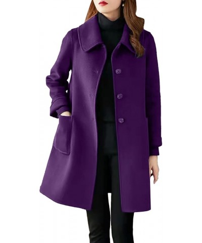 Women Work Solid Vintage Winter Office Sleeveless Button Woolen Jacket Coat Warm Lamb Wool Winter Jackets B1-purple $3.22 Coats