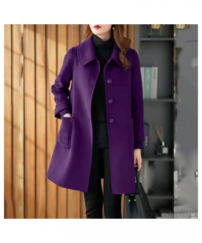 Women Work Solid Vintage Winter Office Sleeveless Button Woolen Jacket Coat Warm Lamb Wool Winter Jackets B1-purple $3.22 Coats