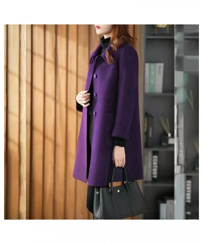 Women Work Solid Vintage Winter Office Sleeveless Button Woolen Jacket Coat Warm Lamb Wool Winter Jackets B1-purple $3.22 Coats