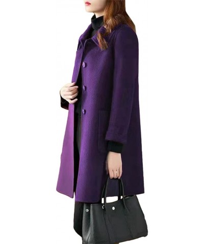 Women Work Solid Vintage Winter Office Sleeveless Button Woolen Jacket Coat Warm Lamb Wool Winter Jackets B1-purple $3.22 Coats