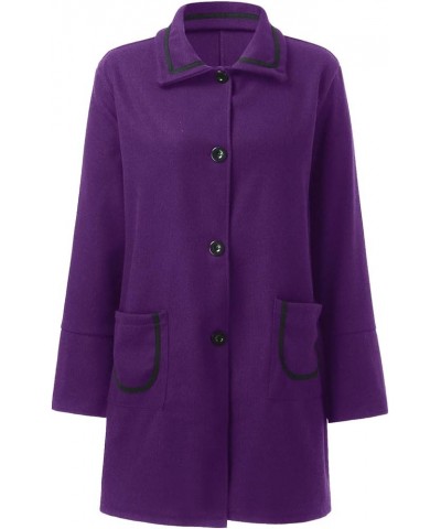 Women Work Solid Vintage Winter Office Sleeveless Button Woolen Jacket Coat Warm Lamb Wool Winter Jackets B1-purple $3.22 Coats