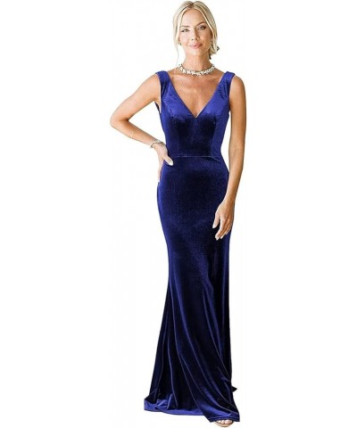 Velvet Bridesmaid Dresses for Wedding Long V Neck Wedding Guest Dress Mermaid Formal Gown Royal Blue $32.50 Dresses