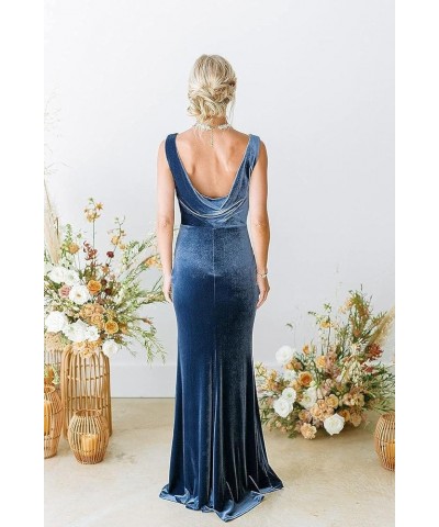 Velvet Bridesmaid Dresses for Wedding Long V Neck Wedding Guest Dress Mermaid Formal Gown Royal Blue $32.50 Dresses