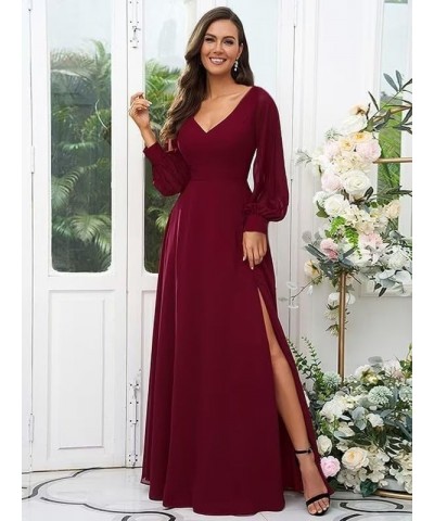 Long Sleeve Bridesmaid Dresses for Women Split Formal Dresses for Women Wedding Guest White $26.95 Dresses