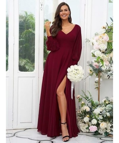 Long Sleeve Bridesmaid Dresses for Women Split Formal Dresses for Women Wedding Guest White $26.95 Dresses