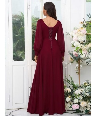 Long Sleeve Bridesmaid Dresses for Women Split Formal Dresses for Women Wedding Guest White $26.95 Dresses