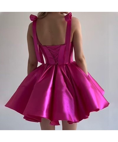 Cold Shoulder Homecoming Dress Satin Cocktail Party Dress Puffy A Line Short Club Gown PE77 Purple $28.55 Dresses