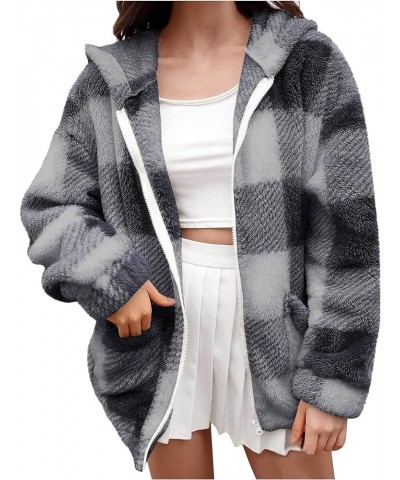 Cardigans for Women Fall Winter Trendy Plaid Printed Long Sleeve Open Front Casual Lightweight Loose Coat Jacket Gifts A01_da...