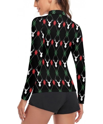 Womens Long Sleeve Golf Shirts Half Zip Moisture Wicking Print Golf Tops Tennis Shirts(XS-3XL) Zipper 4- Christmas Elk $12.76...