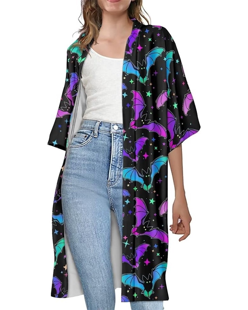 Women Swimwear Cover Up Kimono Beach Cover up Swimsuit Kimono S-4XL Halloween Bat $12.40 Swimsuits