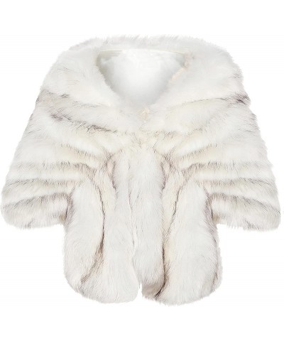 Womens Faux Fur Collar Shawl Faux Fur Scarf Wrap Evening Cape for Winter Coat White Fox $31.89 Coats