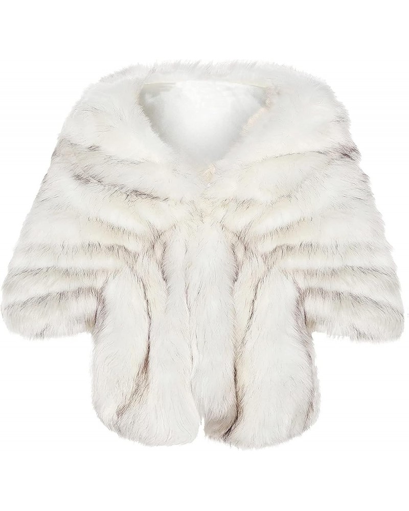 Womens Faux Fur Collar Shawl Faux Fur Scarf Wrap Evening Cape for Winter Coat White Fox $31.89 Coats