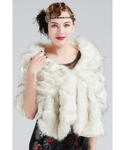 Womens Faux Fur Collar Shawl Faux Fur Scarf Wrap Evening Cape for Winter Coat White Fox $31.89 Coats