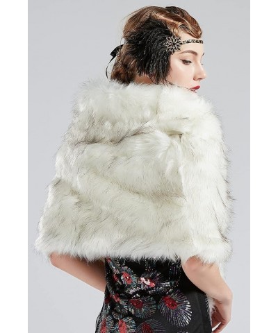 Womens Faux Fur Collar Shawl Faux Fur Scarf Wrap Evening Cape for Winter Coat White Fox $31.89 Coats