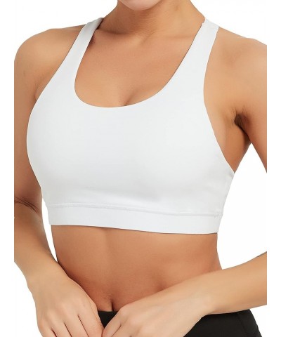 Longline Sports Bra for Women Wirefree Padded Yoga Bras Tank Tops Fitness Workout Running Top 8-white $13.49 Lingerie