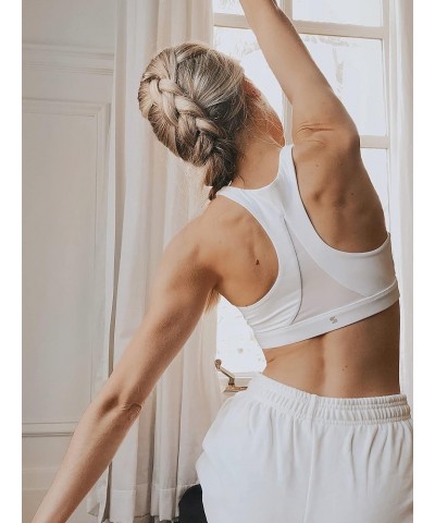 Longline Sports Bra for Women Wirefree Padded Yoga Bras Tank Tops Fitness Workout Running Top 8-white $13.49 Lingerie