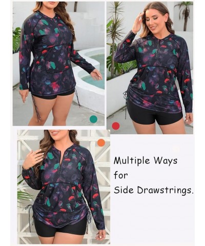 Plus Size Rash Guard for Women UPF 50+ Zip Drawstring Ruched Pocket Top Jerryfish $12.00 Swimsuits