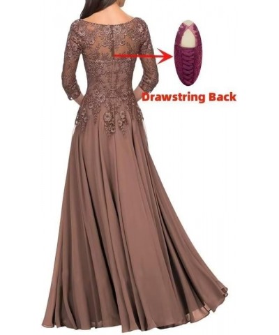 3/4 Sleeve Mother of The Bride Dresses Long Laces Appliques Chiffon Formal Evening Gowns for Wedding Guest Coral $42.83 Dresses