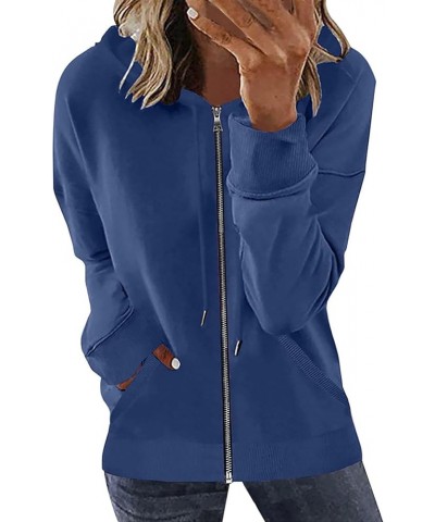 Womens Zip Up Hoodies 2023 Fall Fashion Y2K Sweatshirts Casual Long Sleeve Loose Fit Track Jackets With Pockets A03-blue $6.2...